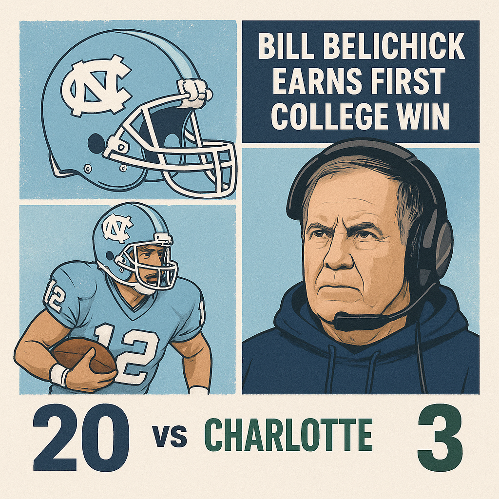 Bill Belichick Earns First College Win as North Carolina Subdues Charlotte 20:3